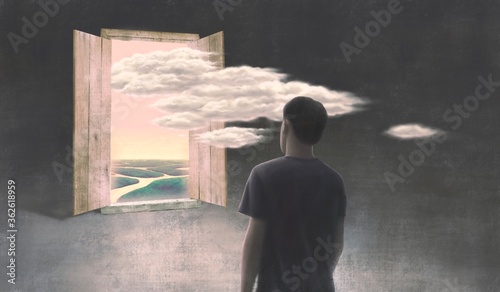 Bild auf Leinwand Concept art of freedom dream and hope concept  , ambition idea artwork, surreal