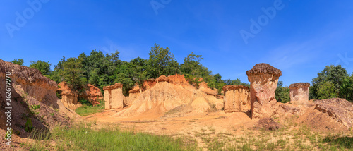 Phae Mueang Phi Forest Park, sandstone erosion canyon, famous tourist destination in Phrae, Thailand