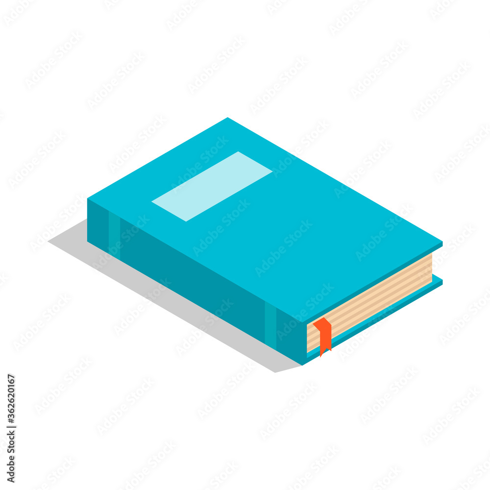 Vector isometric book on the white background with shadow. Simple blue studybook icon for design Vector isometric book on the white background with shadow. Simple blue studybook icon for design