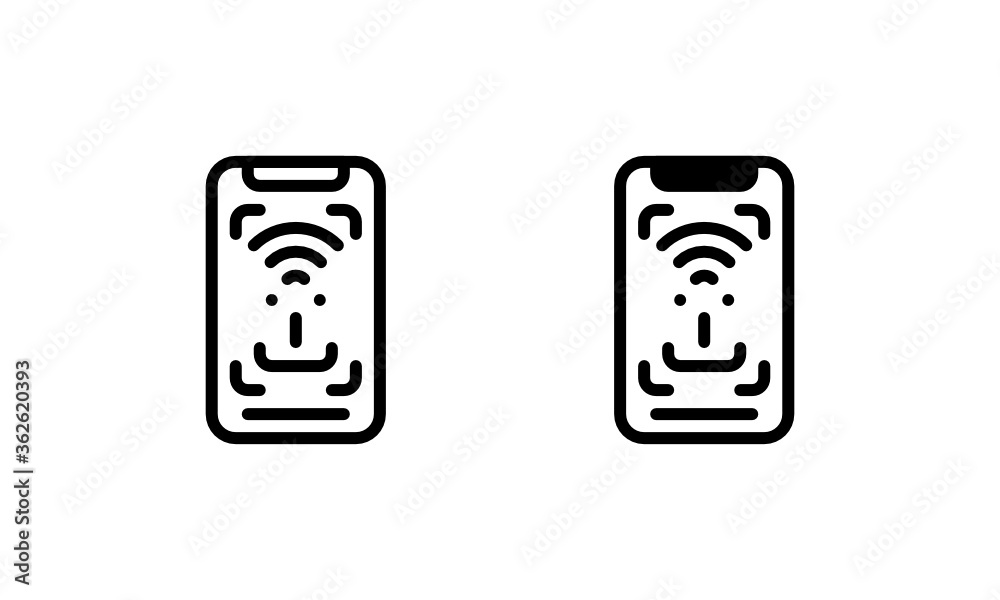 Face Detection Scanner Signal WIFI Technology Icon, Logo, Vector Face Detection Scanner Signal WIFI Technology Icon, Logo, Vector