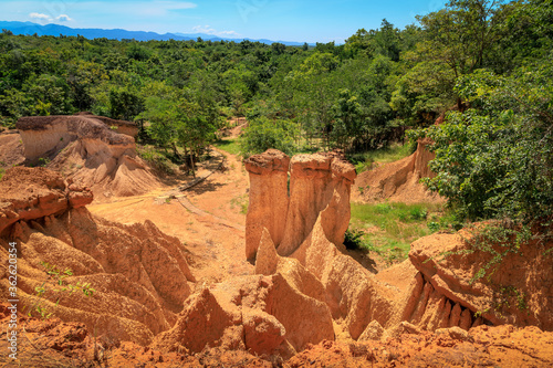 Phae Mueang Phi Forest Park, sandstone erosion canyon, famous tourist destination in Phrae, Thailand
