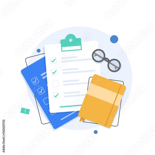 Clipboard with checklist in a flat style,flat design icon vector illustration