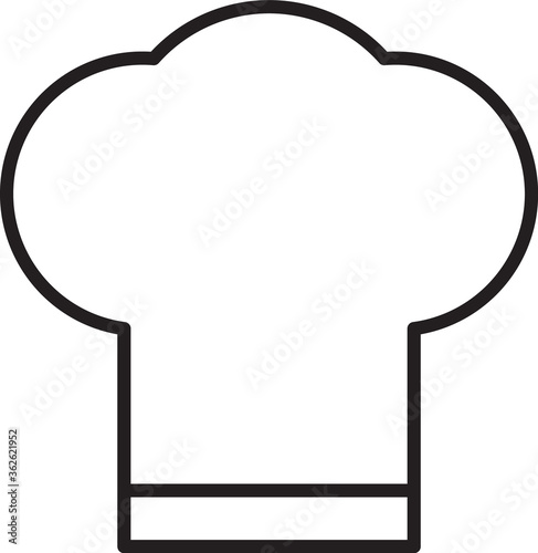Black line Chef hat icon isolated on white background. Cooking symbol. Cooks hat. Vector Illustration.
