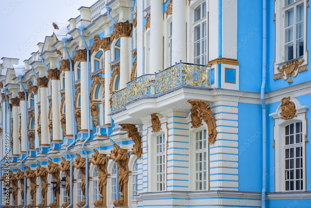Φωτογραφία The blue wall of the Catherine Palace in St. Petersburg