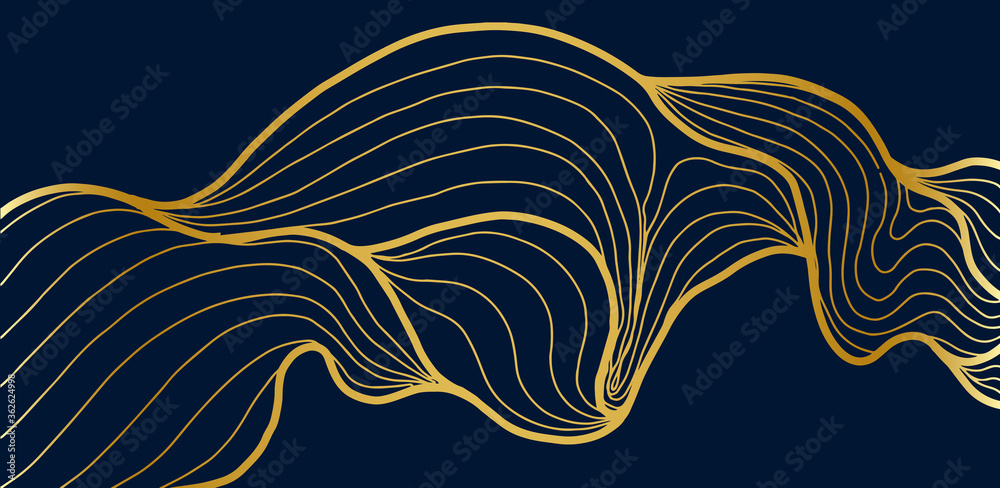 Gold luxury line art background vector. Tropical pattern design for packaging, wallpaper and print, Vector illustration. Gold luxury line art background vector. Tropical pattern design for packaging, wallpaper and print, Vector illustration.