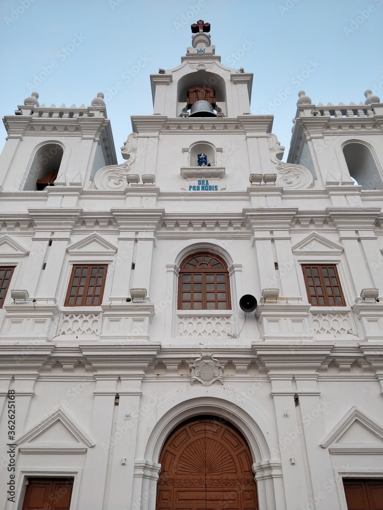 the facade of the basilica of st mary in goa
