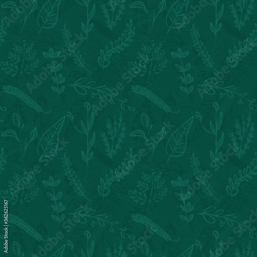 Seamless pattern with leaves. Botanical textiles, wrapping paper, flat, hand-drawn design. Leaf background vector