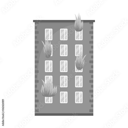 Vector illustration of house and flame icon. Set of house and multistorey stock vector illustration.
