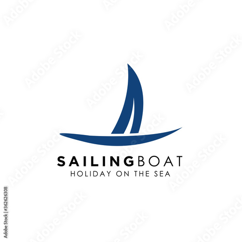 Simple minimalist Sailboat dhow ship logo design