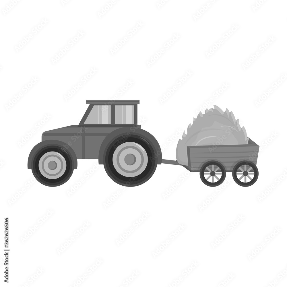 Vector design of tractor and trailer logo. Set of tractor and hay vector icon for stock.