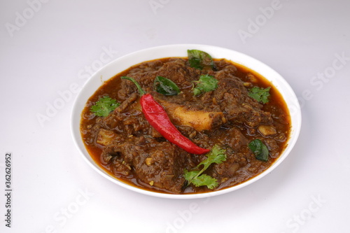 Mutton curry or Lamb curry_white background