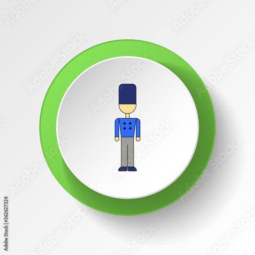 cartoon solder toy colored button icon. Signs and symbols can be used for web, logo, mobile app, UI, UX