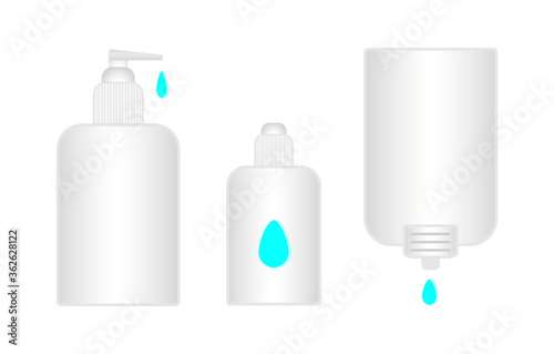 Set of antibacterial agents for hands. Coronavirus disinfectors, on a white background.
