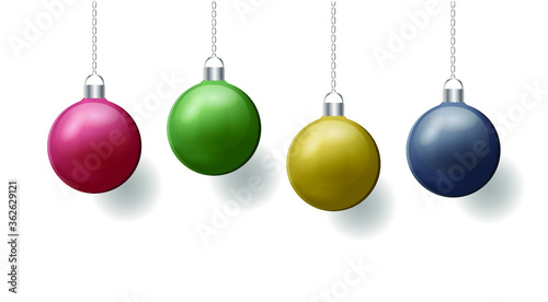 A set of Christmas balls. Merry Christmas and Happy New Year background