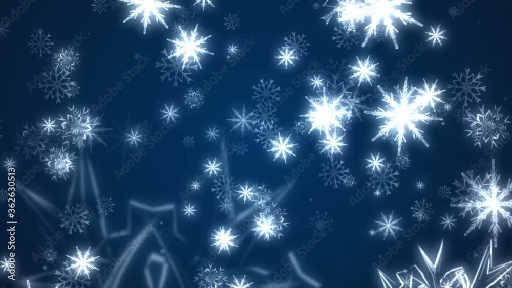 Animated Snow Falling on Blue Background