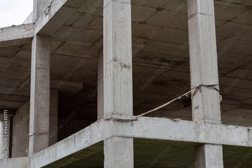 Reinforced concrete structures of a house under construction Reinforced concrete structures of a house under construction