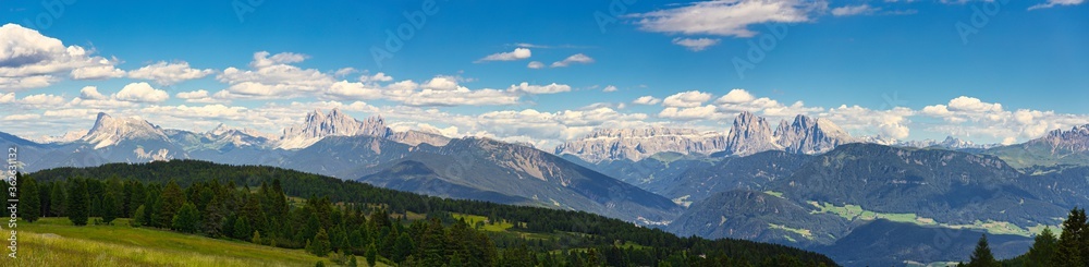 Dolomiti Alto Adige da Corno del Renon Odle sasso lungo piatto gruppo del sella, alpe di villandro, presanella