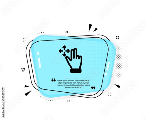 Move gesture icon. Quote speech bubble. Slide arrow sign. Swipe action symbol. Quotation marks. Classic move gesture icon. Vector