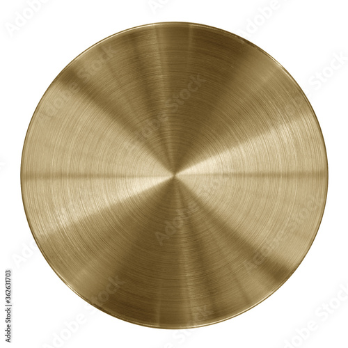 Old round shiny gold metal plate