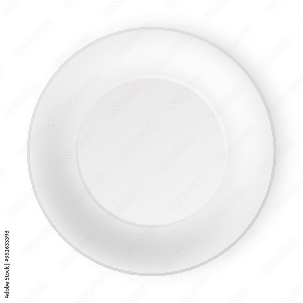 Vector illustration of empty white plate top view. isolated on white background Vector illustration of empty white plate top view. isolated on white background
