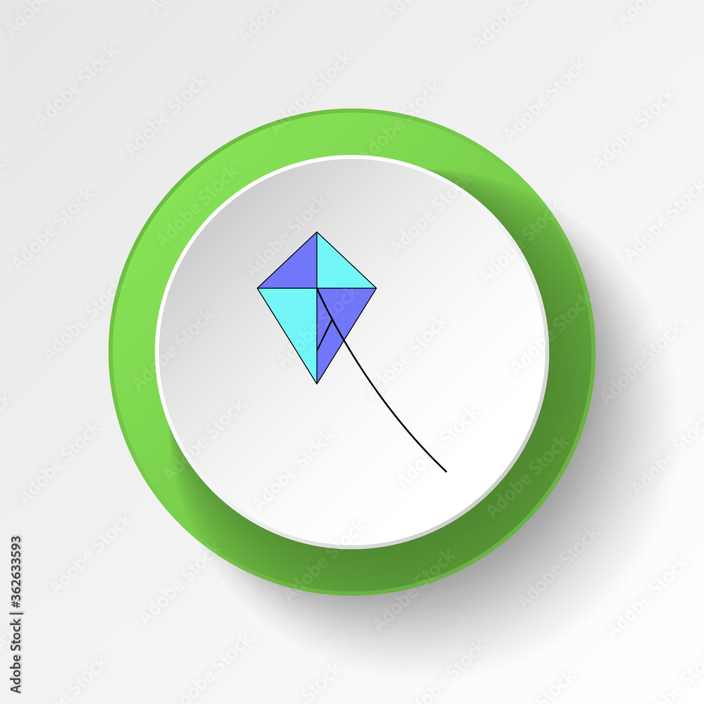 Vetor de cartoon kite toy colored button icon. Signs and symbols can be ...