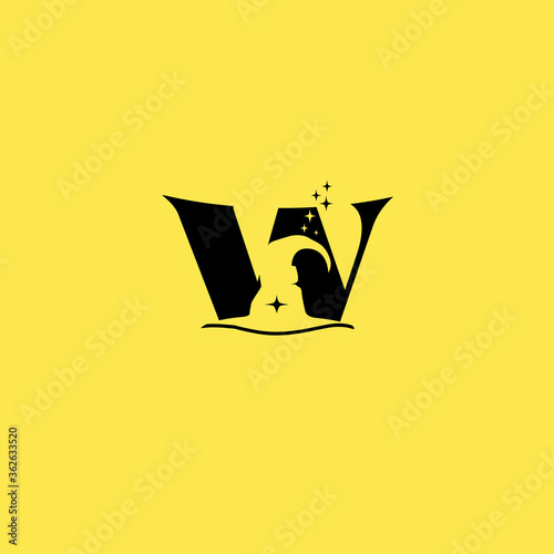 wizard warlock hat logo design inspiration, Design element for logo, poster, card, banner, emblem, t shirt. Vector illustration