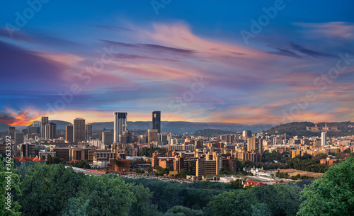 Pretoria city during twilight with colourful clouds photo