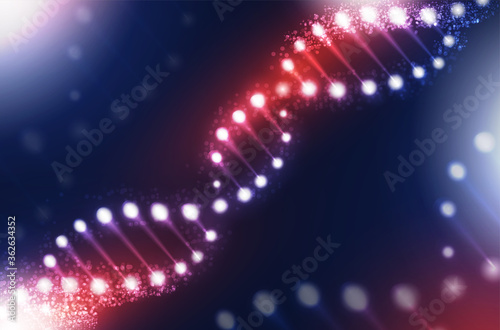 DNA digital, sequence, code structure with glow. Science concept and nano technology background. vector design..