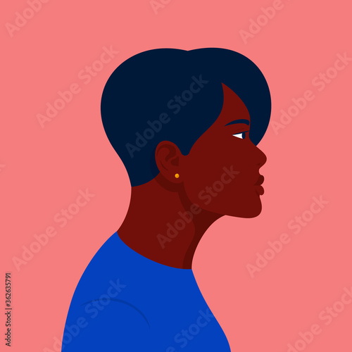 Portrait of a woman. The head of a girl. Avatar Minimalist. Flat Vector illustration