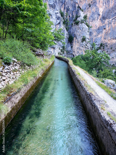 Cares river path trail in Spain Asturias