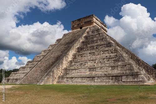 Mayan pyramid of Kukulcan El Castillo in Chichen Itza  Mexico 
