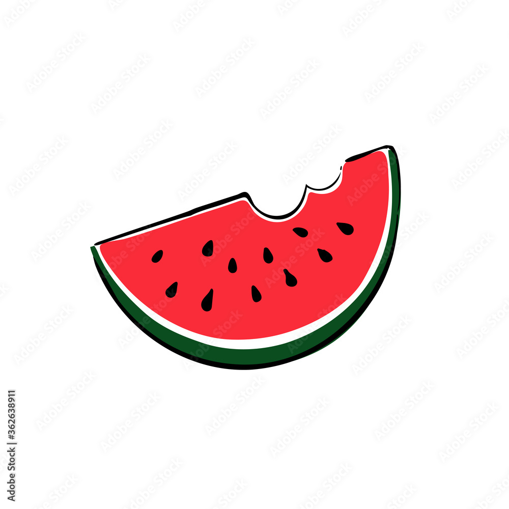 Watermelon slice on white background. Hand drawn illustration. Vector illustration Watermelon slice on white background. Hand drawn illustration. Vector illustration