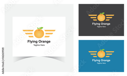 Flying Orange Logo Design Template-Falcon Wing Logo. Abstract flying Orange, delivery logo or concept design,logo design template.