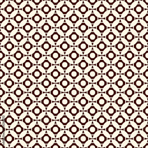 Brown colors seamless pattern with repeated overlapping circles. Round links chain motif. Geometric abstract background