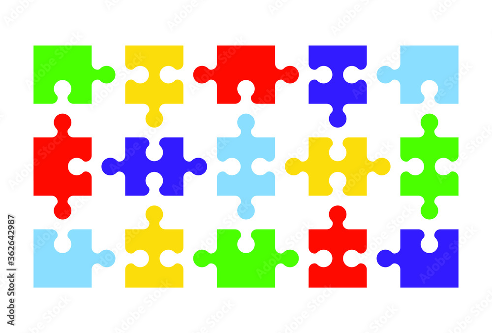 Separate pieces of colorful puzzle.
Set of fifteen puzzle pieces. Stock vector illustration. Separate pieces of colorful puzzle.
Set of fifteen puzzle pieces. Stock vector illustration.