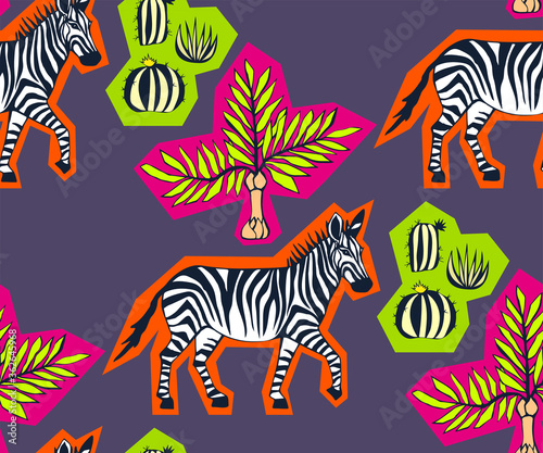 Vector background hand drawn zebra wild animals. Hand drawn ink illustration. Modern ornamental decorative background. Vector pattern. Print for textile  cloth  wallpaper  scrapbooking