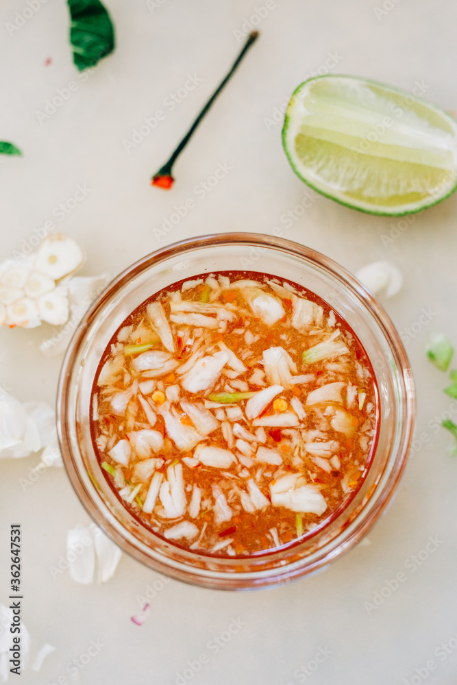 Vietnamese Fish Sauce (Nuoc Cham) that is made for dipping food into