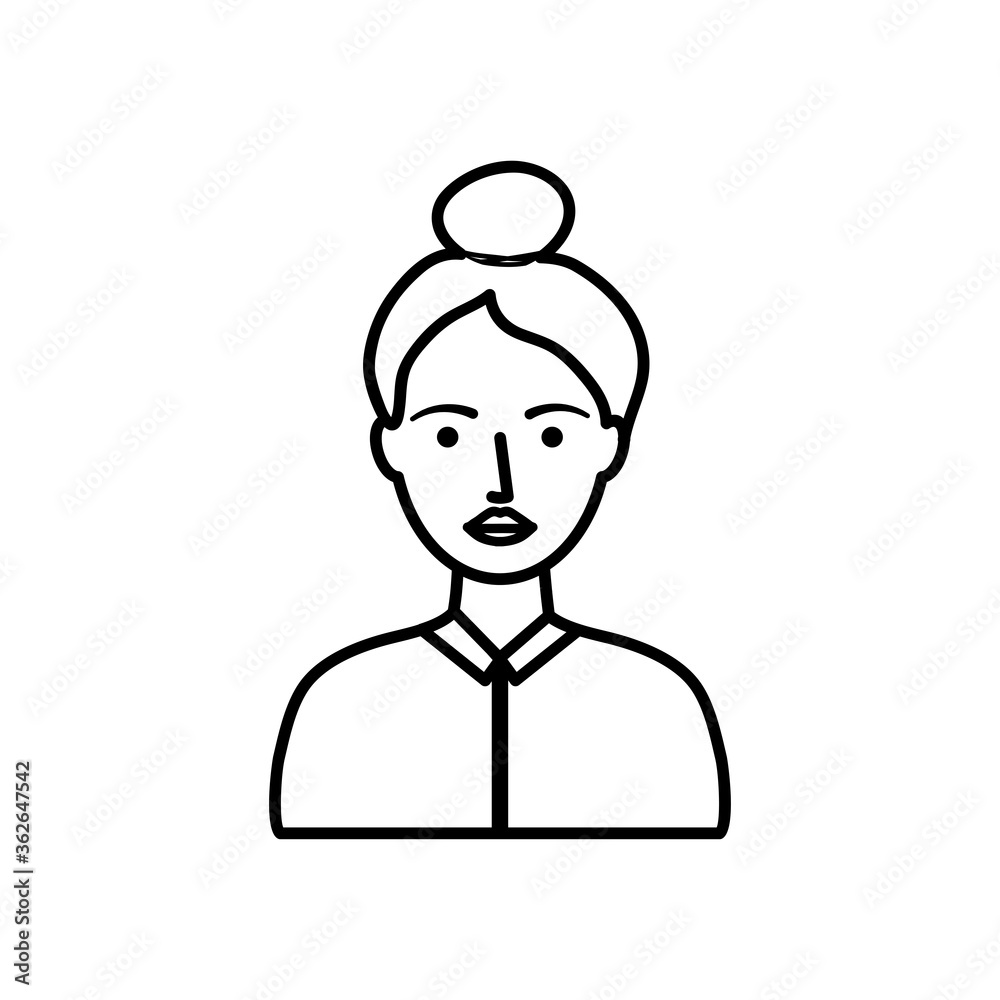 avatar young woman icon, line style