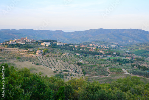 hill view of the village of Radda in Chianti in Tuscany Italy © giuvaclik