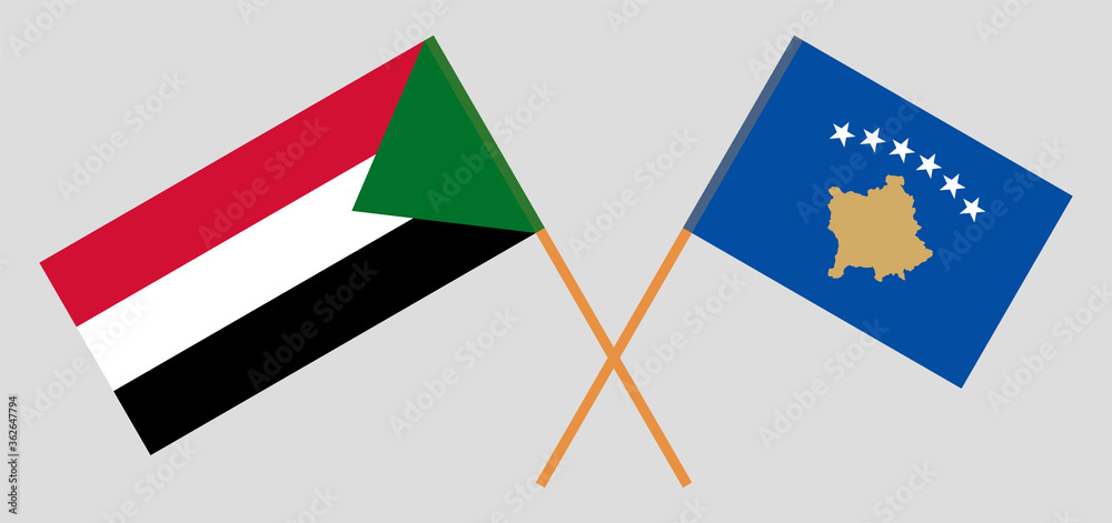 Crossed flags of Kosovo and Sudan Crossed flags of Kosovo and Sudan