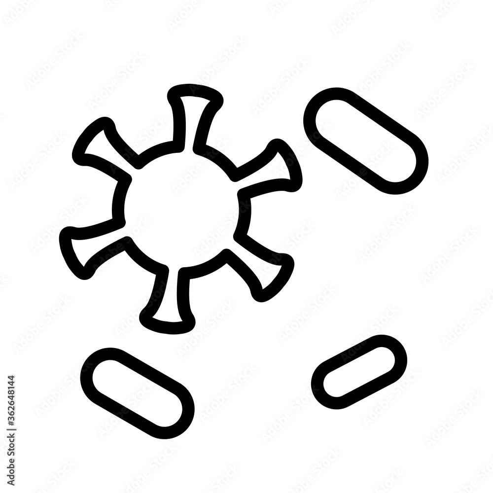 Bacteria and viruses, simple black and white outline icon. Flat vector illustration. Isolated on white background. Bacteria and viruses, simple black and white outline icon. Flat vector illustration. Isolated on white background.