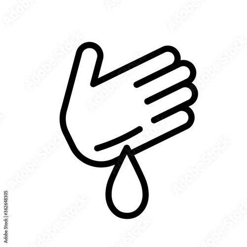 Wound on the hand, simple black and white outline icon. Flat vector illustration. Isolated on white background.