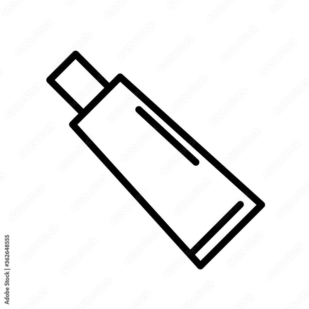Toothpaste tube, minimal black and white outline icon. Flat vector illustration. Isolated on white background. Toothpaste tube, minimal black and white outline icon. Flat vector illustration. Isolated on white background.