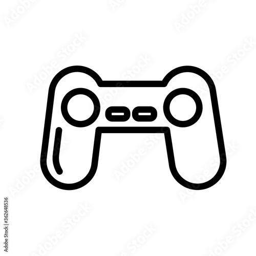 Gamepad, joystick controller minimal black and white outline icon. Flat vector illustration. Isolated on white background.