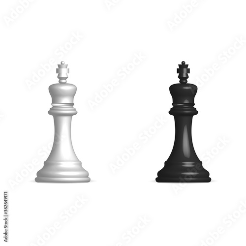 Black and white chess piece king, vector illustration.