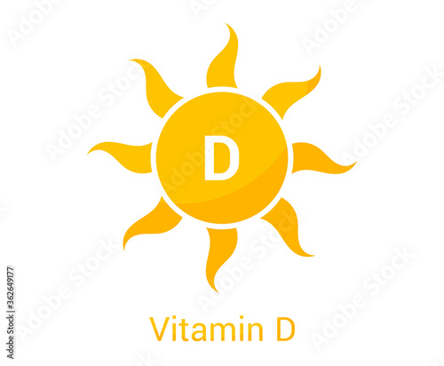 Vitamin D symbol sun icon design.