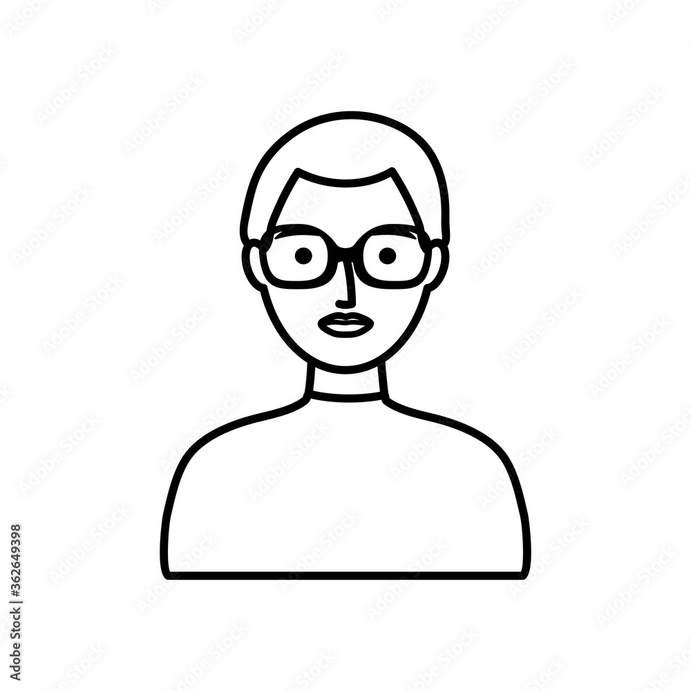 avatar man with glasses icon, line style avatar man with glasses icon, line style