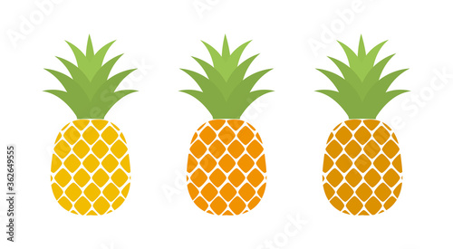 Topical pineapple fruits icons.