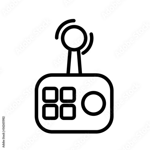 Simple remote control, minimal black and white outline icon. Flat vector illustration. Isolated on white background.