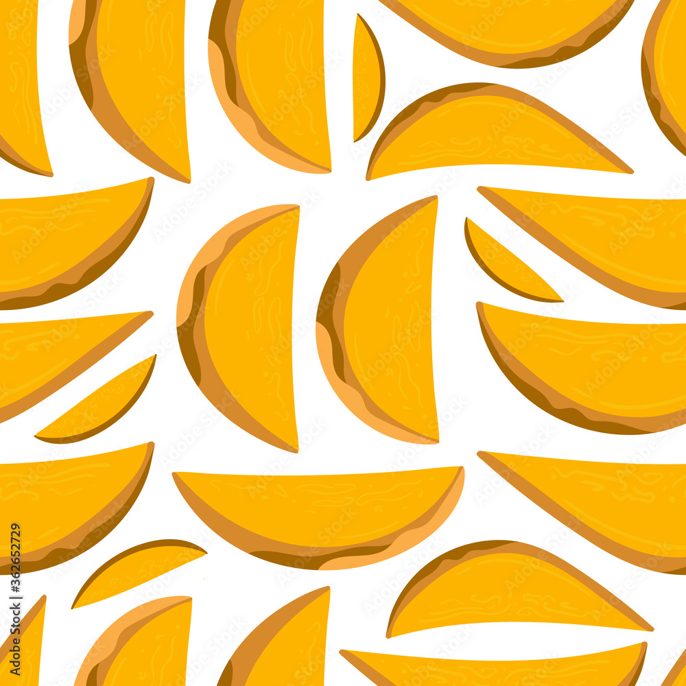 Mango vector illustrations. Seamless pattern background. hand draw cartoon Scandinavian nordic design style for fashion or interior or cover or textile.